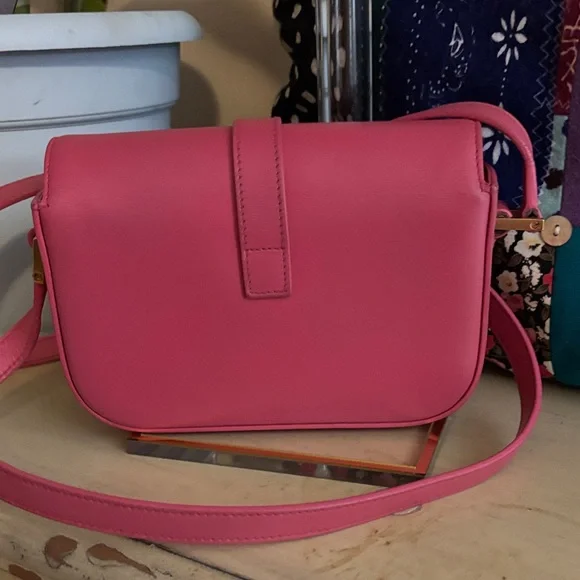 Saint Laurent Pink Leather YSL Crossbody with Gold Logo - Picture 2 of 9